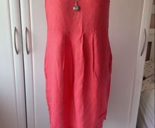 dress bnwt size small coral linen dress with pockets blue orchid brand