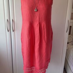 dress bnwt size small coral linen dress with pockets blue orchid brand