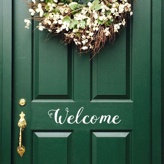 Welcome Decal, Welcome Sticker, Welcome Front Door Decal, Welcome Window Sticker, Window Decal, Car Decal, Car Sticker, Lettering, Outdoor Decal, Welcome Greetings Door Decal, Porch Decal
