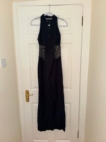 Karen Millen Black Lace-Detail Midi Dress - size UK 10