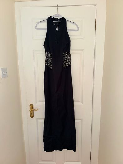 Karen Millen Black Lace-Detail Midi Dress - size UK 10