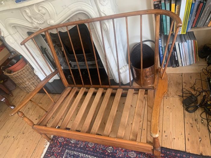 Mid Century two-seater wooden sofa