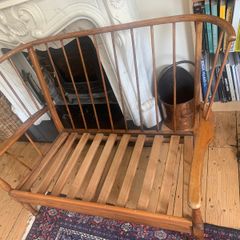 Mid Century two-seater wooden sofa