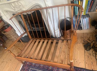 Mid Century two-seater wooden sofa