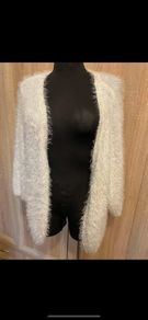 Laura Kent white sequin fluffy cardigan sweater size UK14/16 EU42/44 Postage included