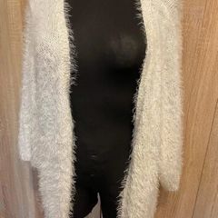 Laura Kent white sequin fluffy cardigan sweater size UK14/16 EU42/44 Postage included