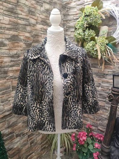 1950s style animal print Faux Fur jacket