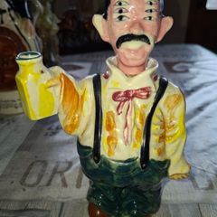 Vintage 1950s Six-Eyed Drunk Man Ceramic Decanter Produced in Japan, postage available or collection