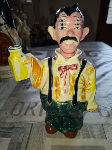 Vintage 1950s Six-Eyed Drunk Man Ceramic Decanter Produced in Japan, postage available or collection