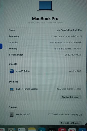 MacbBook Pro 13" 2020 | 10th Gen i5 2.0GHz | 16GB | 512GB