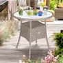 _Polyrattan Side Table / Garden Table with Frosted Glass Table Top Image 2