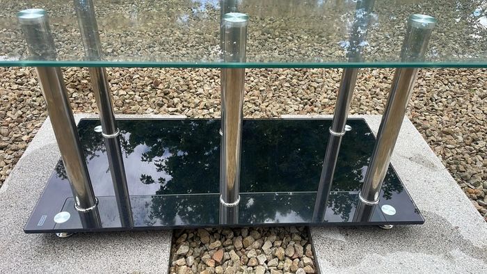 Glass/chrome coffee table
