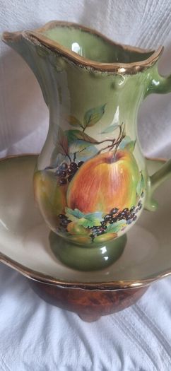 Vintage Staffordshire Ironstone Pitcher & Wash basin set.
