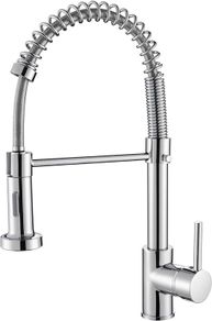 Kitchen Sink Mixer Tap Spring Kitchen Taps with Pull Out Spray, Commercial Kitchen Faucet Single Handle Lever, 2 Spray Modes High Arc Swivel 360 degree Kitchen Tap