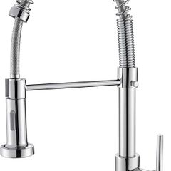 Kitchen Sink Mixer Tap Spring Kitchen Taps with Pull Out Spray, Commercial Kitchen Faucet Single Handle Lever, 2 Spray Modes High Arc Swivel 360 degree Kitchen Tap