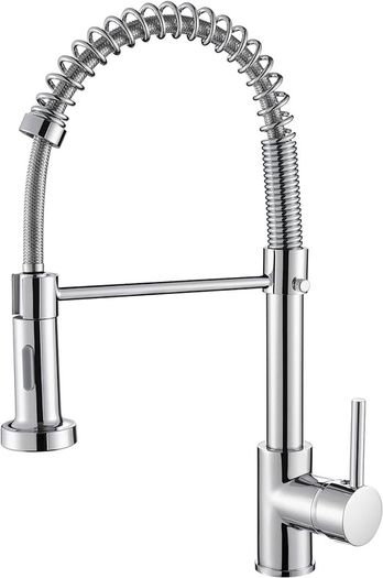 Kitchen Sink Mixer Tap Spring Kitchen Taps with Pull Out Spray, Commercial Kitchen Faucet Single Handle Lever, 2 Spray Modes High Arc Swivel 360 degree Kitchen Tap