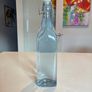 4 x Rustic Blue Glass Square 30cm Tall Bottles / Decanter With Swing Top Stopper Image 3