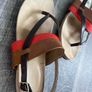 Ladies sandals orange & brown Image 3