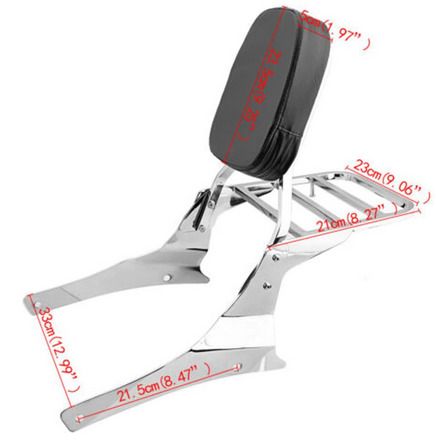 Backrest For Suzuki Intruder Motorcycle Passenger  Bar Luggage Rear Rack