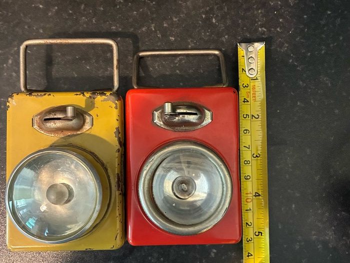 2 x Vintage 50'/60's French Metal Lamps/Torches