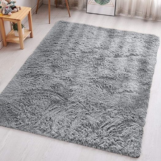 Rugs Living Room - Grey Area Rugs for Bedroom Anti Slip - Modern Super Soft Thick Pile Small Fluffy Shaggy Rug Non Shedding, 50cm x 80 cm MULTIPLE SIZES/COLOURS AVAILABLE (FREE POSTAGE)