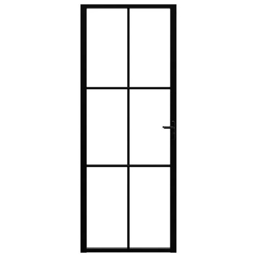Interior Door ESG Glass and Aluminium 83x201.5 cm Black