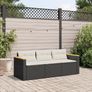 3-Seater Garden Sofa Poly Rattan Outdoor Lounge with Cushions & Steel Frame Weatherproof Rattan Garden Furniture  Removable Cushion Covers Black, Beige or Grey Image 8