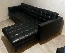 sofa - Landskrona 3 seater sofa with chaise lounge bomstad black with wood
