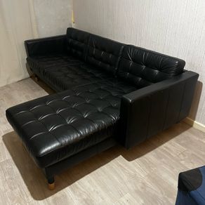 sofa - Landskrona 3 seater sofa with chaise lounge bomstad black with wood