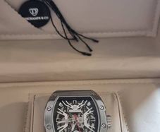 Mens automatic DESCHAMPS & CO skeleton dial watch