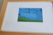 Lovely framed print of landscape and sky signed DD and stamped DDB