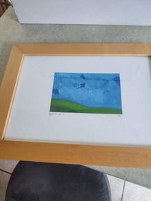 Lovely framed print of landscape and sky signed DD and stamped DDB
