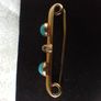 Gold, diamond and turquoise brooch ,lapel pin Image 8