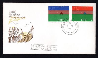 1973 Ireland World Ploughing Championship: Wellington Bridge Commemorative Stamps on illustrated First Day Cover (FDC)