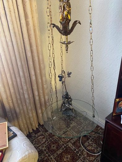 Hanging Swag Lamp & Matching Table
