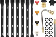 10 Pcs Pressure Washer Extension Wand with Adapter Compatible with Karcher K Series K2 K3 K4 K5 K6 K7, 4000PSI Gutter Cleaning Tools Extension Lance, 1/4 Inch Quick Connect, with 6 Nozzle Tips