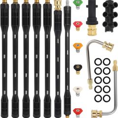 10 Pcs Pressure Washer Extension Wand with Adapter Compatible with Karcher K Series K2 K3 K4 K5 K6 K7, 4000PSI Gutter Cleaning Tools Extension Lance, 1/4 Inch Quick Connect, with 6 Nozzle Tips