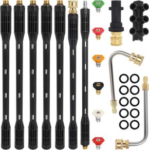 10 Pcs Pressure Washer Extension Wand with Adapter Compatible with Karcher K Series K2 K3 K4 K5 K6 K7, 4000PSI Gutter Cleaning Tools Extension Lance, 1/4 Inch Quick Connect, with 6 Nozzle Tips
