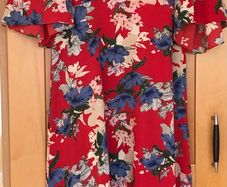 Red/ Blue/Cream Floral Dress by Traffic People