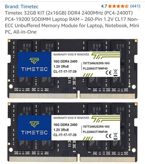 32 Gb Ddr4 2400 Mhz (2x16) Ram