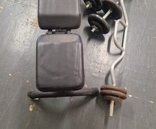 Iron Gym Adjustable Weight Bench + Dumbbells + EZ Curl Bar