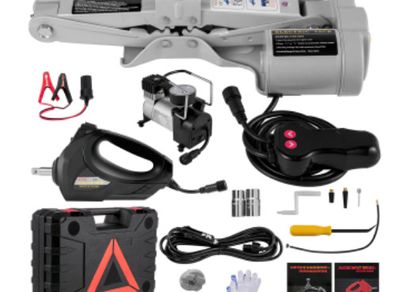 3 Ton Electric Car Jack Lifting Set W/ Impact Wrench Air Pump SUV Auto Car Repair Tool