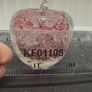 Art Glass Apple Paperweight Pink Bubble Glass Image 5