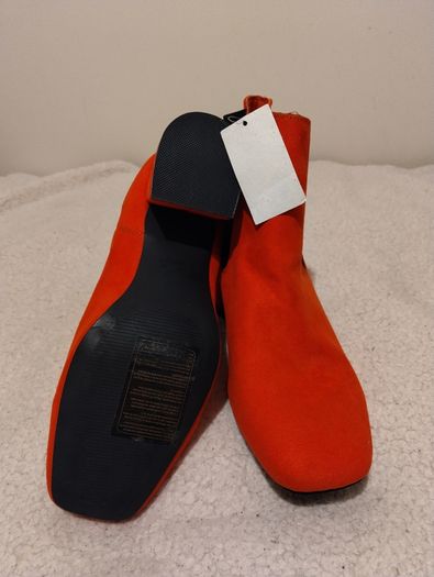 Red Suede Ankle Boots, new