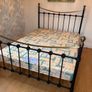 Black metal and brass double bed frame c/w mattress Image 3