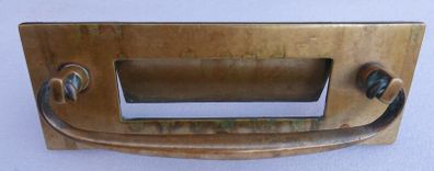 Antique Large Solid Brass Door Knocker Letterbox Handle - 1800s Reclaimed Hardware