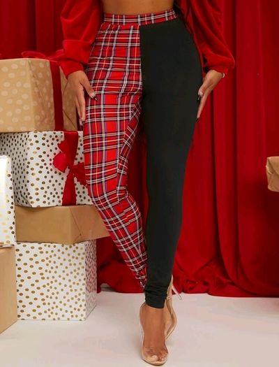 womens tartan 2 tone leggings