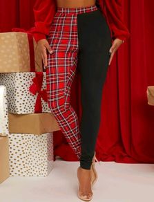 womens tartan 2 tone leggings