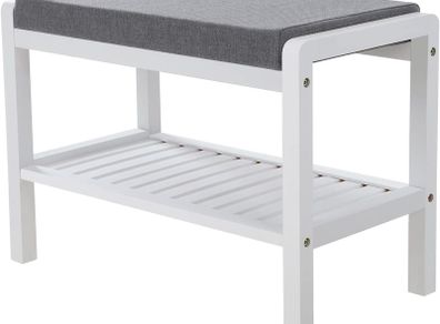 Bamboo Shoe Cabinet with Seat Cushion
