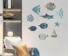 10Pcs Wooden Ocean Theme Wall Art Decor Set